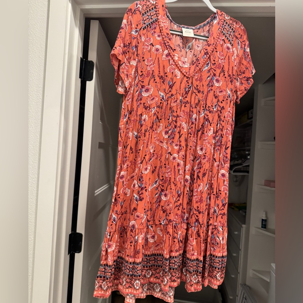 Knox Rose Floral Dress in Orange and Pink